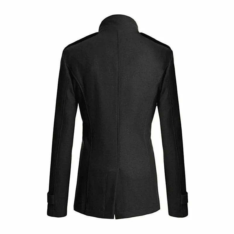 Mens Double Breasted Cotton Coat  New Wool Blend Solid Color Casual Business Fashion Slim Trench Coat Jacket Mens Clothing