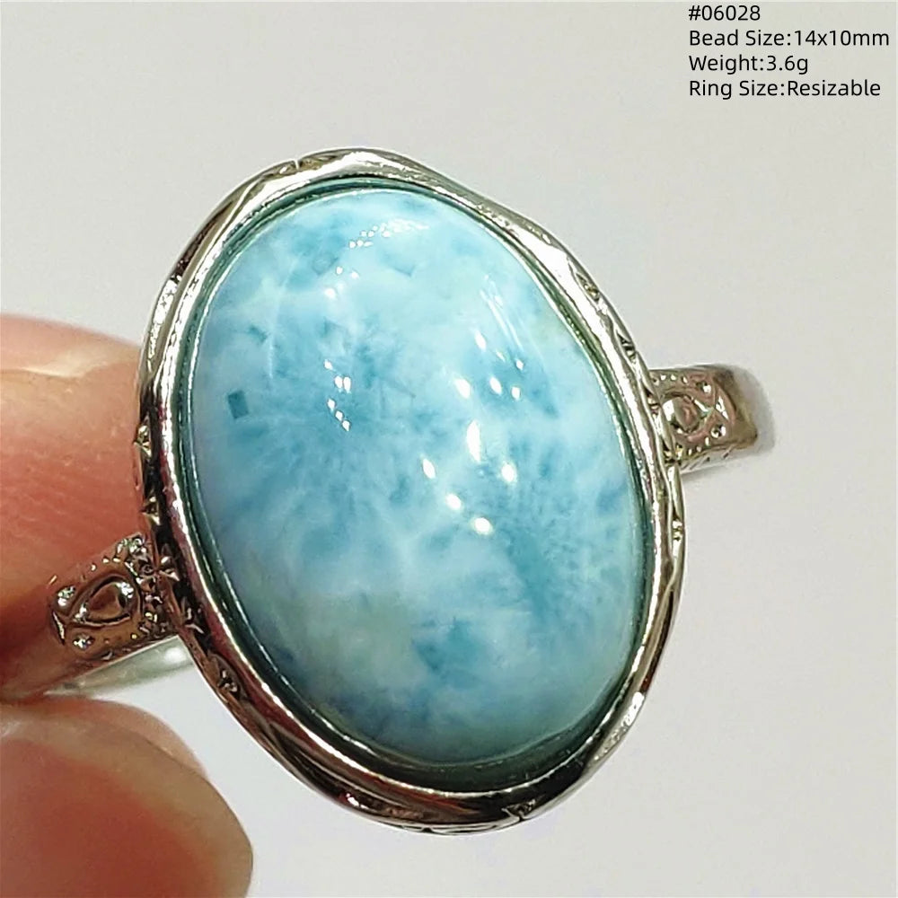 Anello regolabile in argento 925 con larimar
