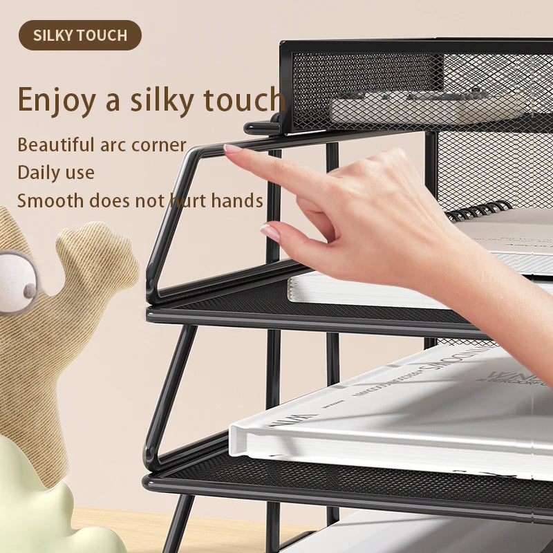 Stackable 4- or 5-Tier Metal Desk Tray