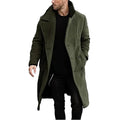 KIDWHXR Autumn Winter Men Trench Coat Turn Down Collar Double-breasted Male Overcoat Mid Length Outdoor Casual Man Windbreaker