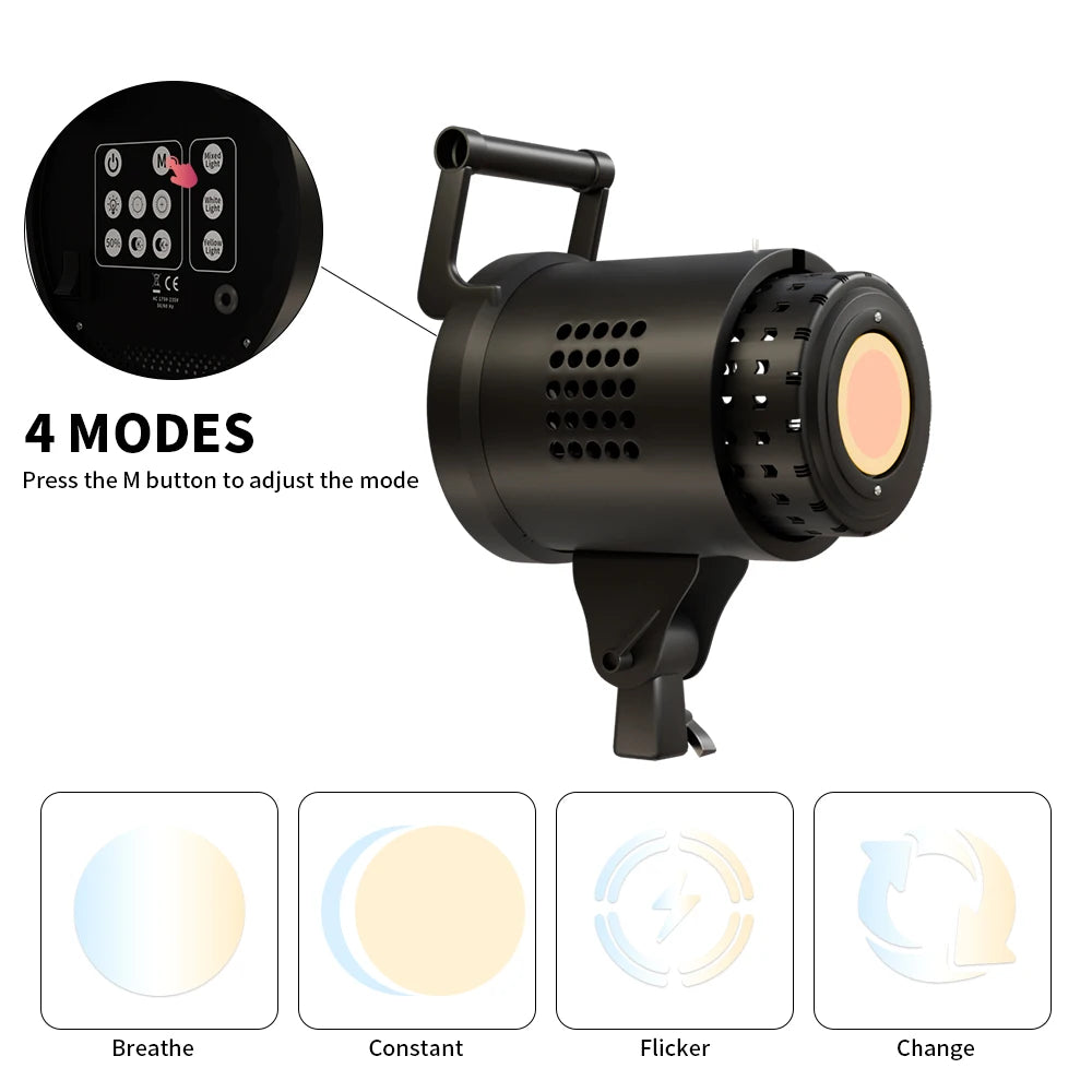 Lampe vidéo LED COB 135 W avec monture Bowens, réglable 3000-6500K, pour éclairage de softbox, portrait, studio, vidéo et streaming en direct