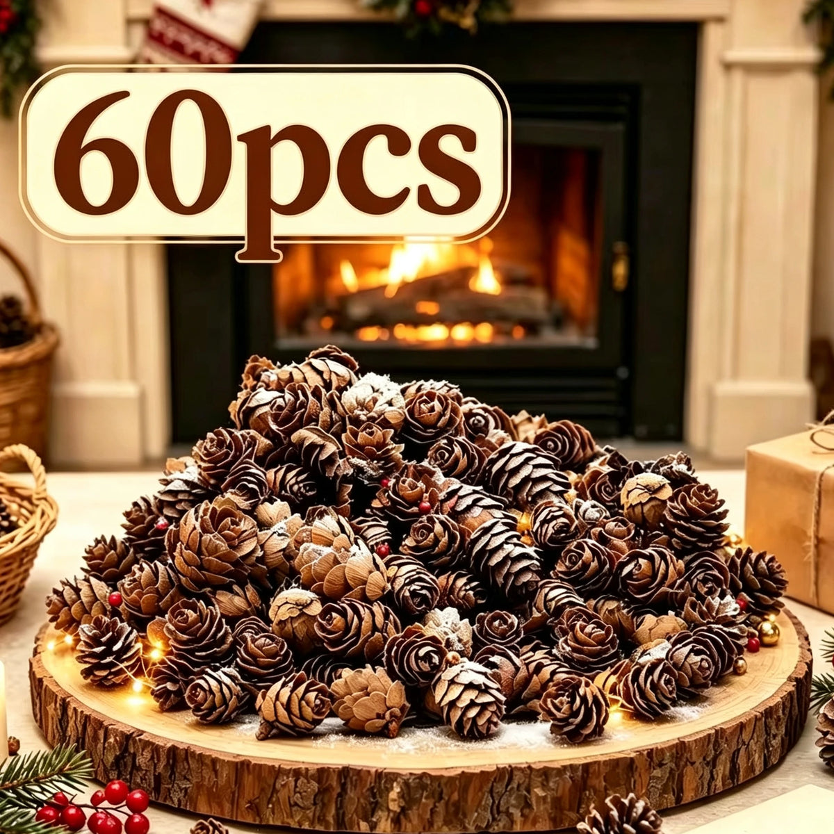30/60pcs Artificial Plants Pinecone Christmas Tree Fillers Outdoor Wedding Garden Home Table Vase Scrapbook Wall DIY Decorations
