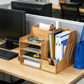 Wooden Desktop Organizer with Drawer and Compartments
