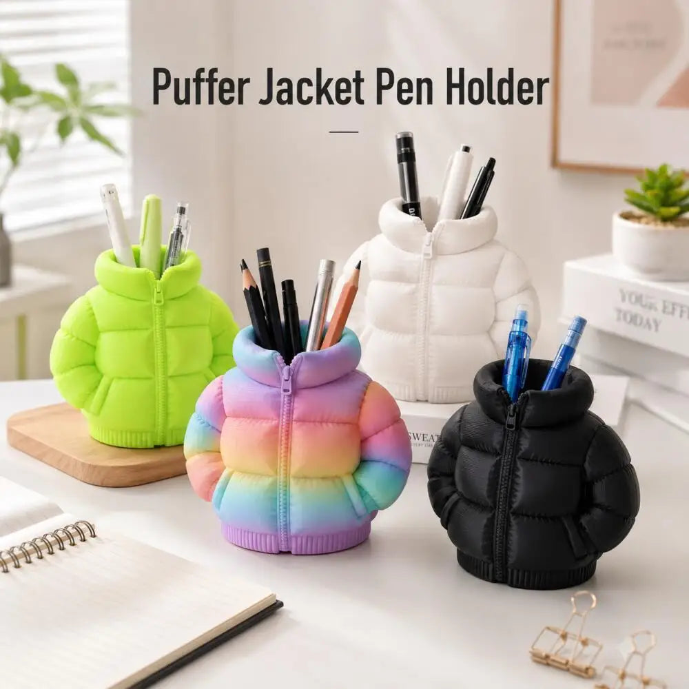 Puffer-Jacket-Shaped 3D Desk Pen Holder