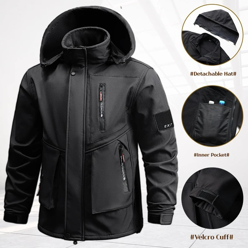 Herren-Arbeitsanzug Winter Verdickte wasserdichte Jacke Hosen-Set Winddichte Outdoor-Arbeitskleidung Winter Zweiteiliges Set Jogginganzüge Herren