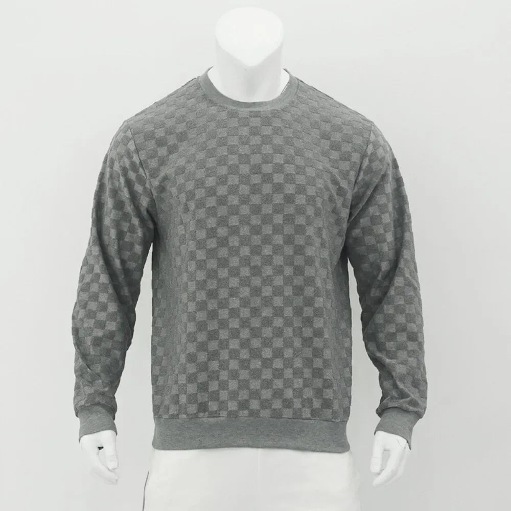 Men's Plaid Long Sleeve T-shirt Heavyweight Casual Fashion Bottoming Shirt Home Wear Streetwear Winter Tops Tees