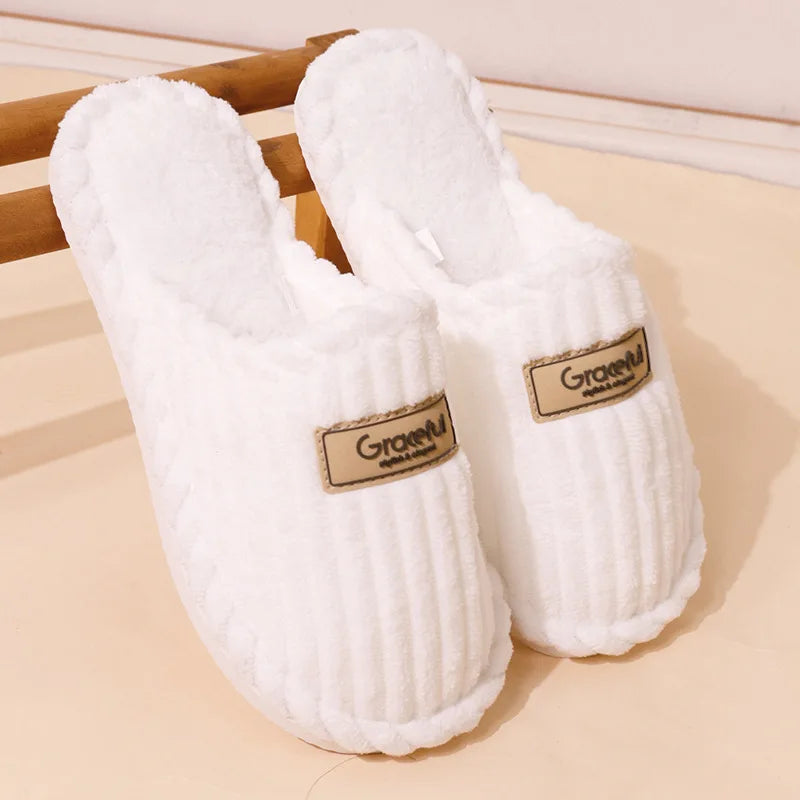 Zapatillas de casa cómodas para mujer con suela blanda, ligeras, cálidas y afelpadas, ideales para invierno, antideslizantes y fáciles de poner, de pana, para interiores