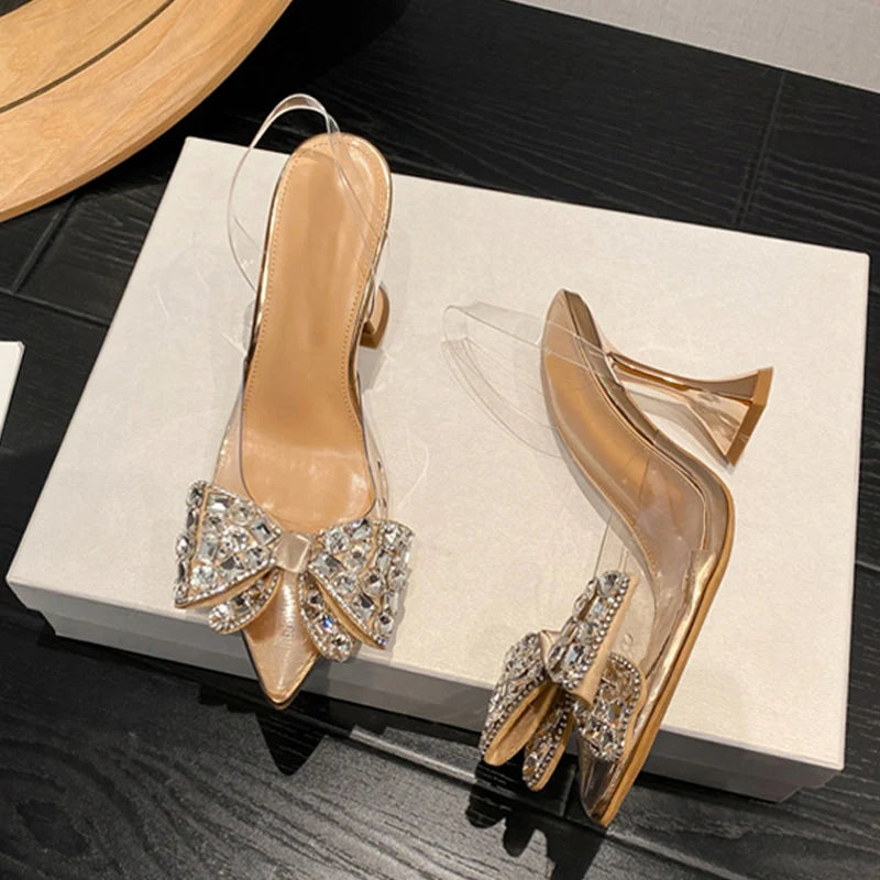 Slingback donna Liyke trasparenti con fiocco gioiello