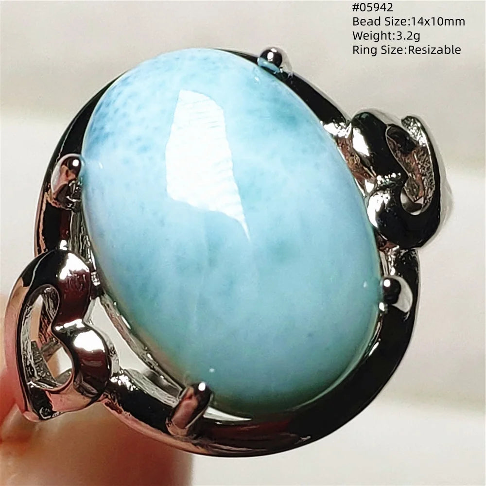 Anello regolabile in argento 925 con larimar