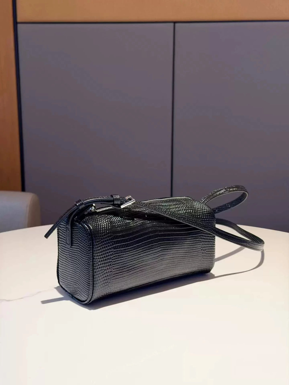 Genuine Leather Cowhide Lizard Pattern Barrel-Shaped Bags For Women Luxury Designer Handbag Purse New In Mini Shoulder Crossbody