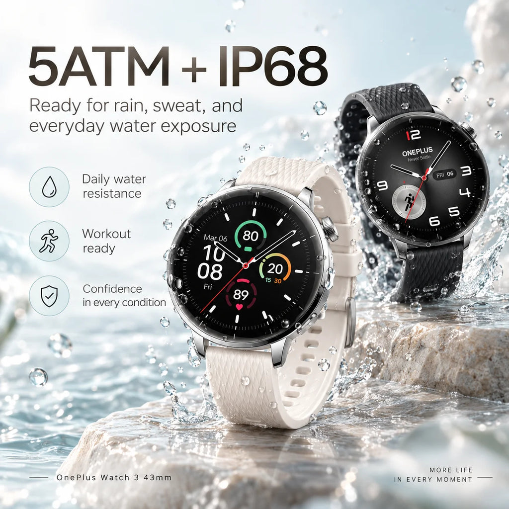 Global Version OnePlus Watch 3 Smart Watch 43mm 1.32 inch AMOLED Display Snapdragon W5 Processor Dual Frequency GPS Wear OS