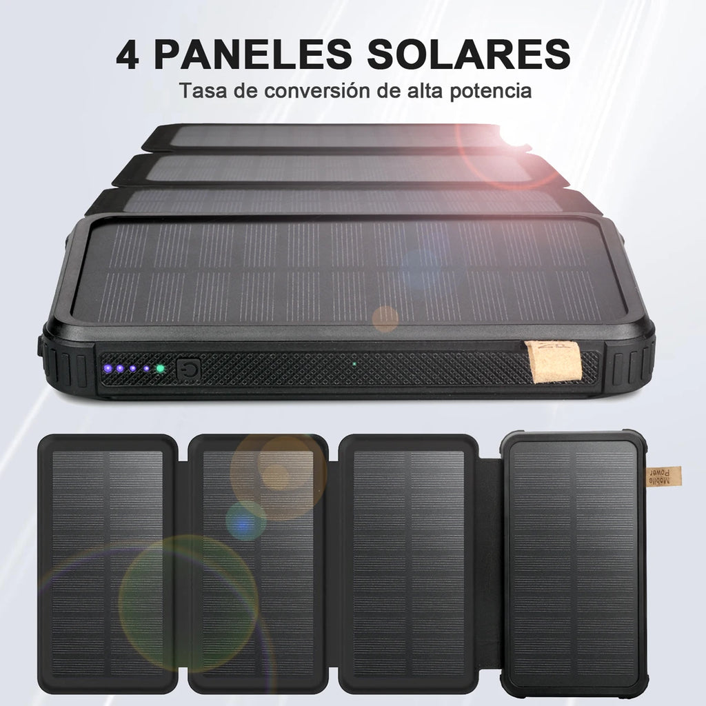 Outdoor Solar Power Bank 20000mAh Large Capacity Solar Panel Travel Outdoor Solar Mobile Phone Charger Solar Powerbanks For Camp