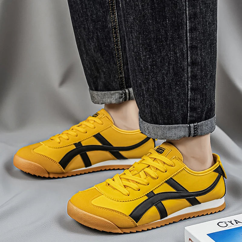 Men's Fashionable and Versatile Striped Casual Sneakers, Suitable for Daily Outings and Outdoor Hiking Wear