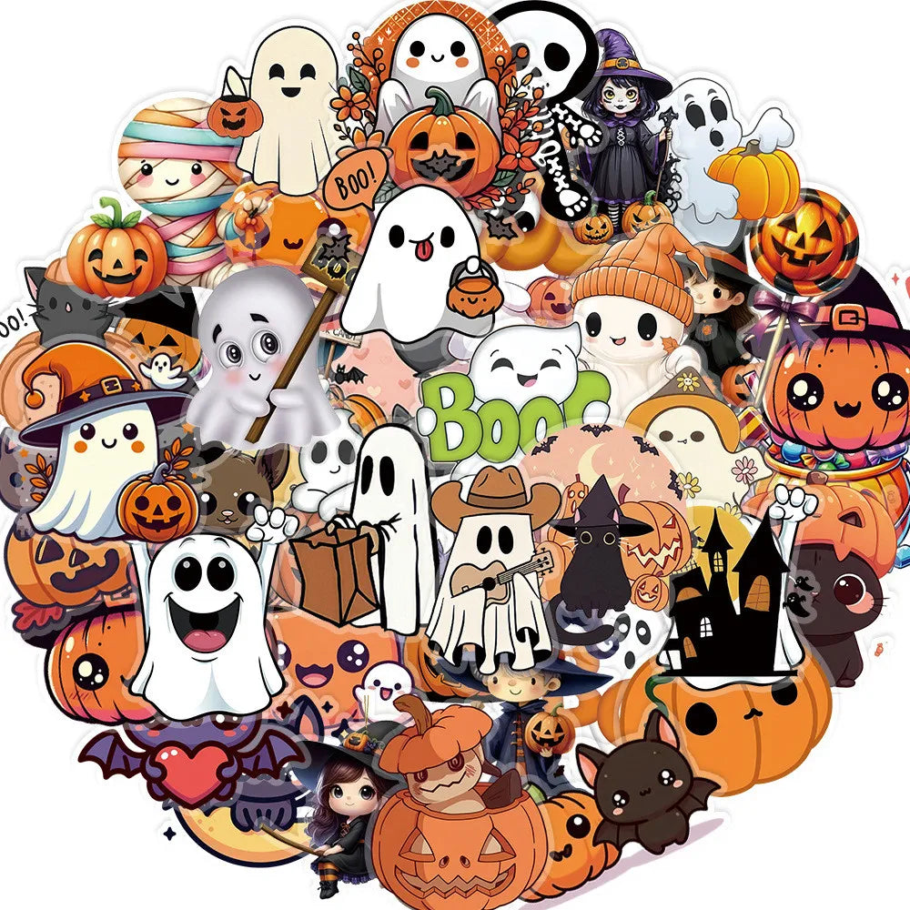 50PCS New Halloween Transparent Stickers - DIY Decor for Phones, Luggage, Journals & Gift Boxes AnimeWorlds Store