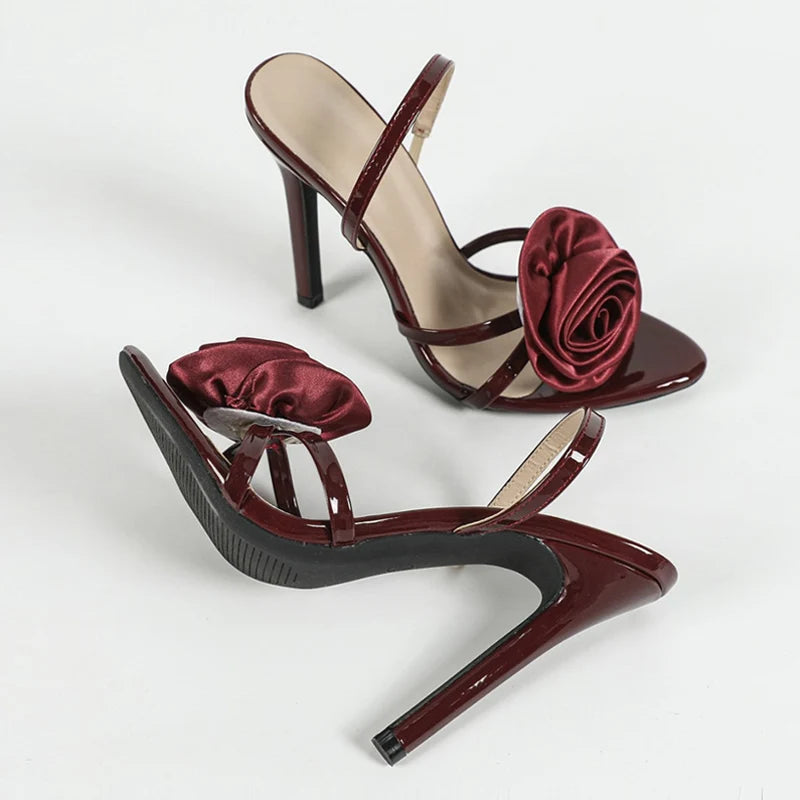 Sandali slingback donna Liyke bordeaux con rosa e tacco sottile