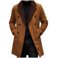 Men Mid Length Overcoat Lapel Full Sleeve Wool Blends Coat Y2k Streetwear Double Breasted Classic Formal Work Autumn Winter 2026