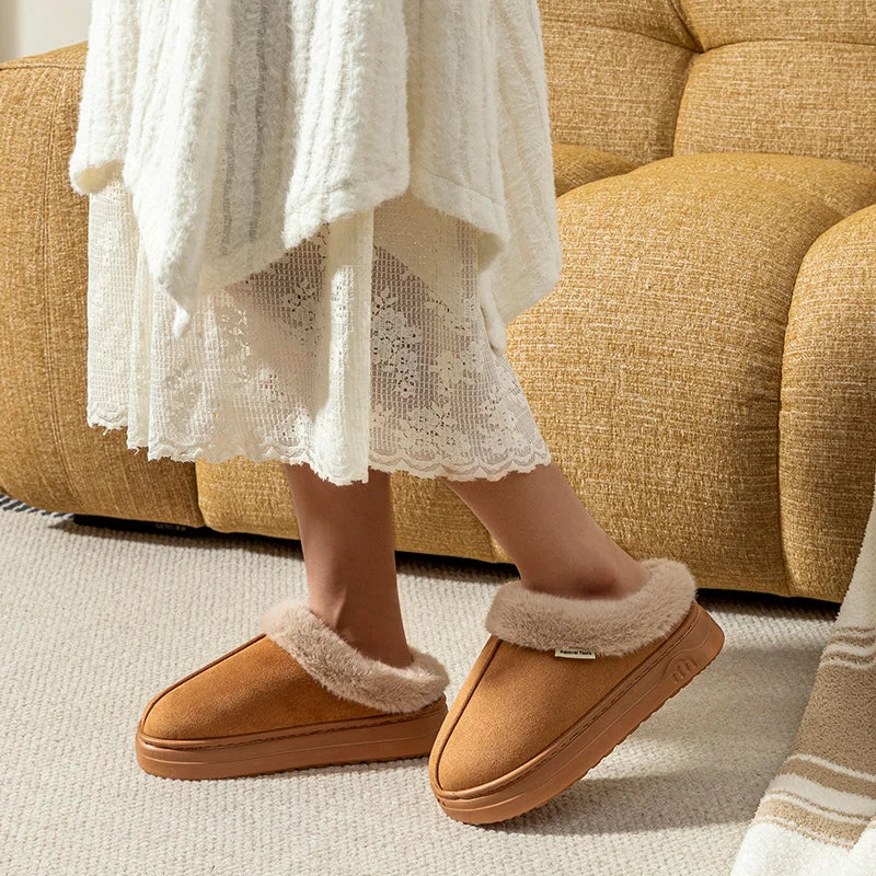 Chaussons chauds tendance pour femme, bottes d’hiver décontractées d’intérieur, souples, à semelle épaisse antidérapante, pour l’extérieur, simples, confortables, pour couple