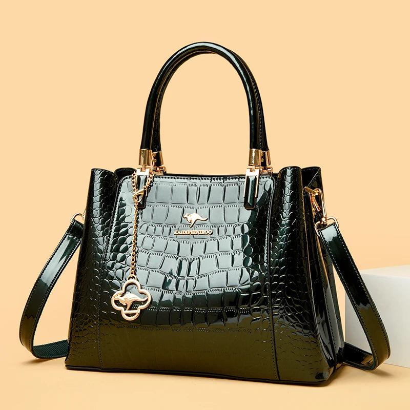 Luxury Patent Leather Crossbody Bags Women Crocodile Pattern Sac 2026 Large Capacity Ladies Shoulder Tote Bags Designer Purse