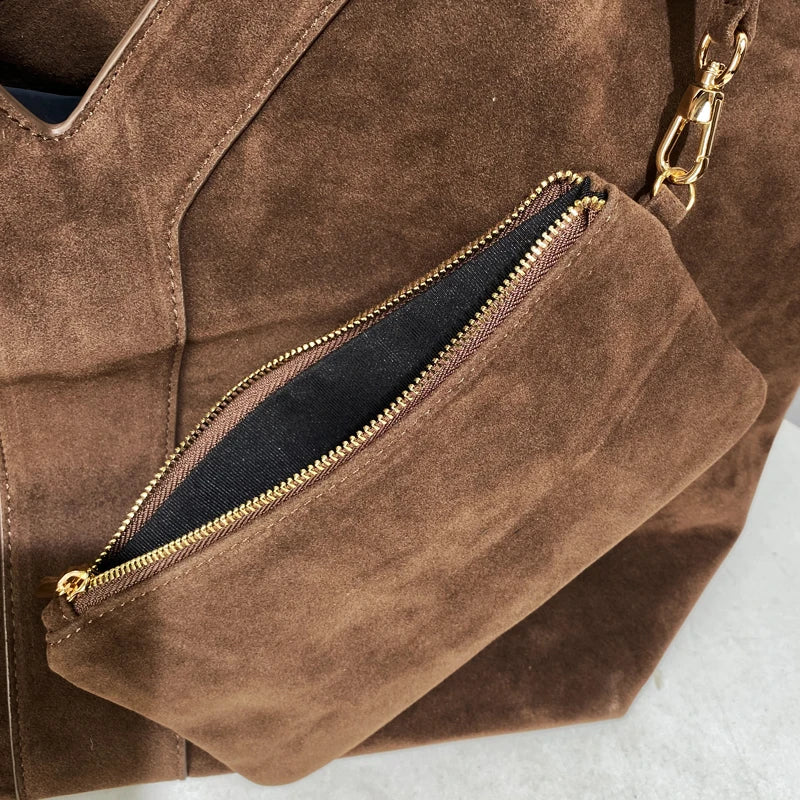 Oversized Faux Suede Tote Bags For Women Luxury Designer Handbags Purses 2026 New In Large Capacity With Inner Pocket Shoulder