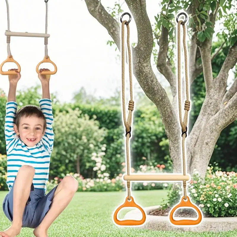 Trapeze Swing Bar Gym Equipment Rings Bar Adjustable Funny Ergonomic Sensory Game for Kids Adults Children Backyard Playground