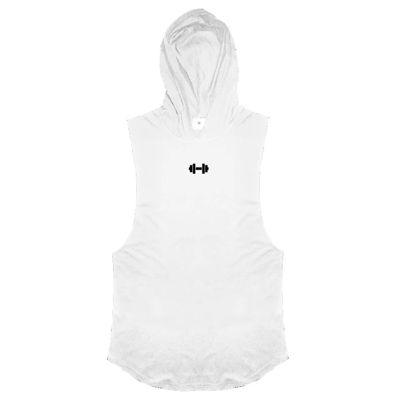 Summer Loose Sleeveless Hooded T-shirts Cotton Breathable Mens Sport Singlets Gym Bodybuilding Tank Tops Fitness Muscle Hoodie