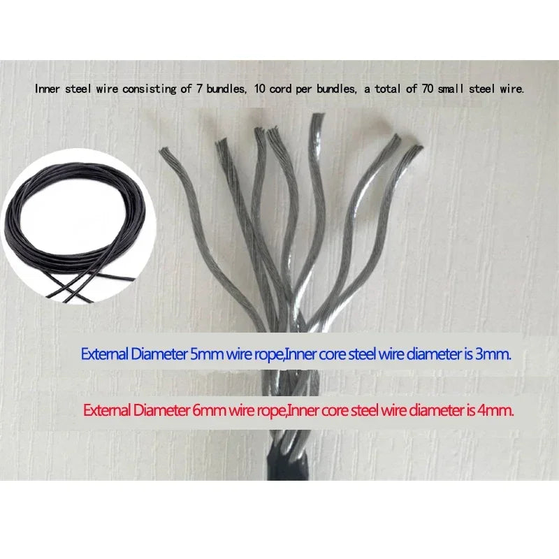 Fitness Equipment Replacement Cable, 5 or 6 mm