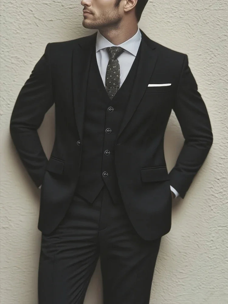 Elegant Men's 3pcs Suit- Slim Fit Tuxedo Set for Weddings& Formal Occasions Perfect for Office Meetings and Elegant Events