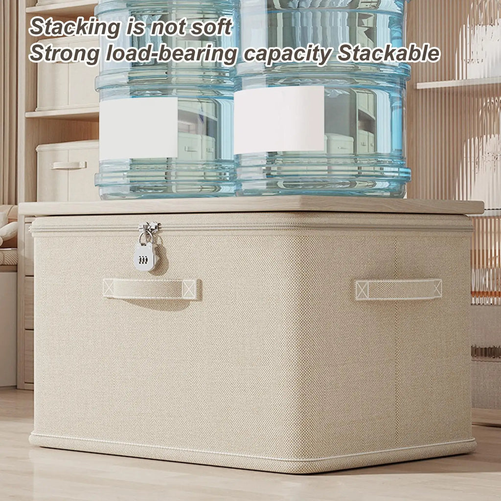 Grande boîte de rangement avec serrure, empilable, sécurisée avec poignée, bac de rangement verrouillable, lavable, paniers d'étagère pour