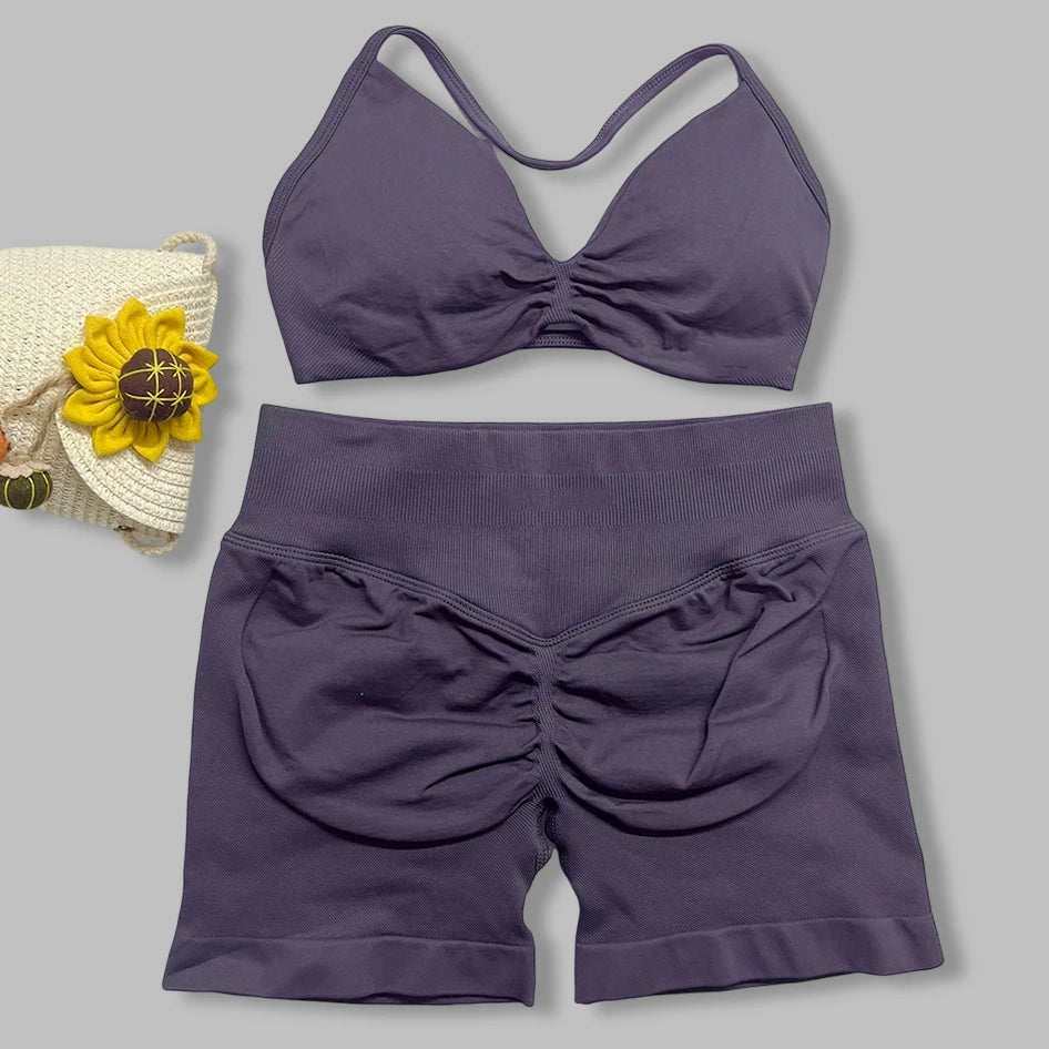 Ensemble yoga femme, 2 pièces, haut et short