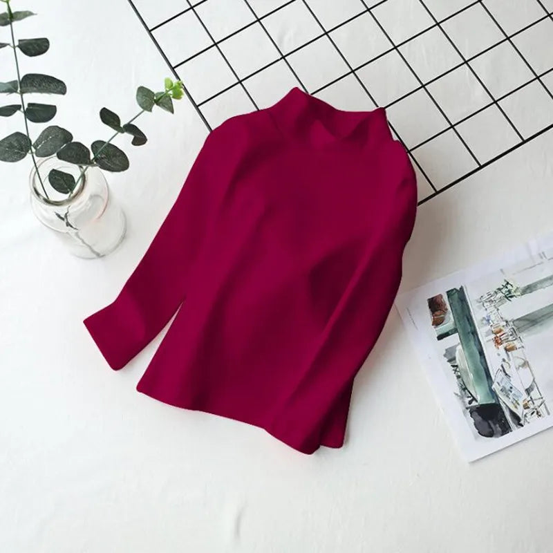 Kids’ Cotton Long-Sleeve Turtleneck Top