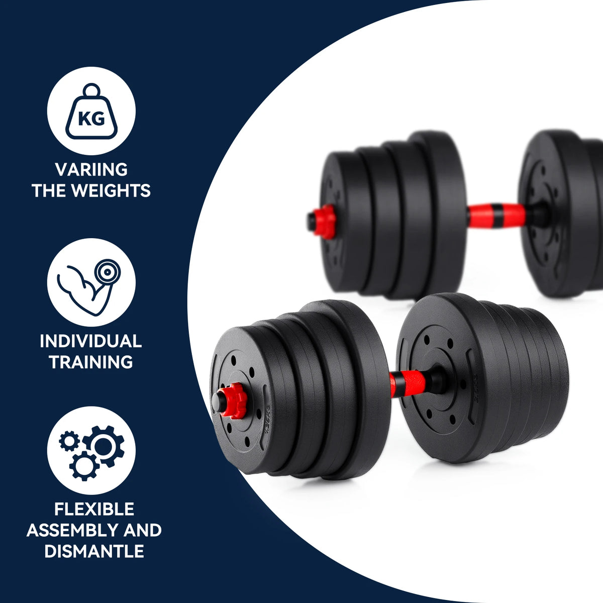 Adjustable 30 kg Dumbbell and Barbell Set for Home Training
