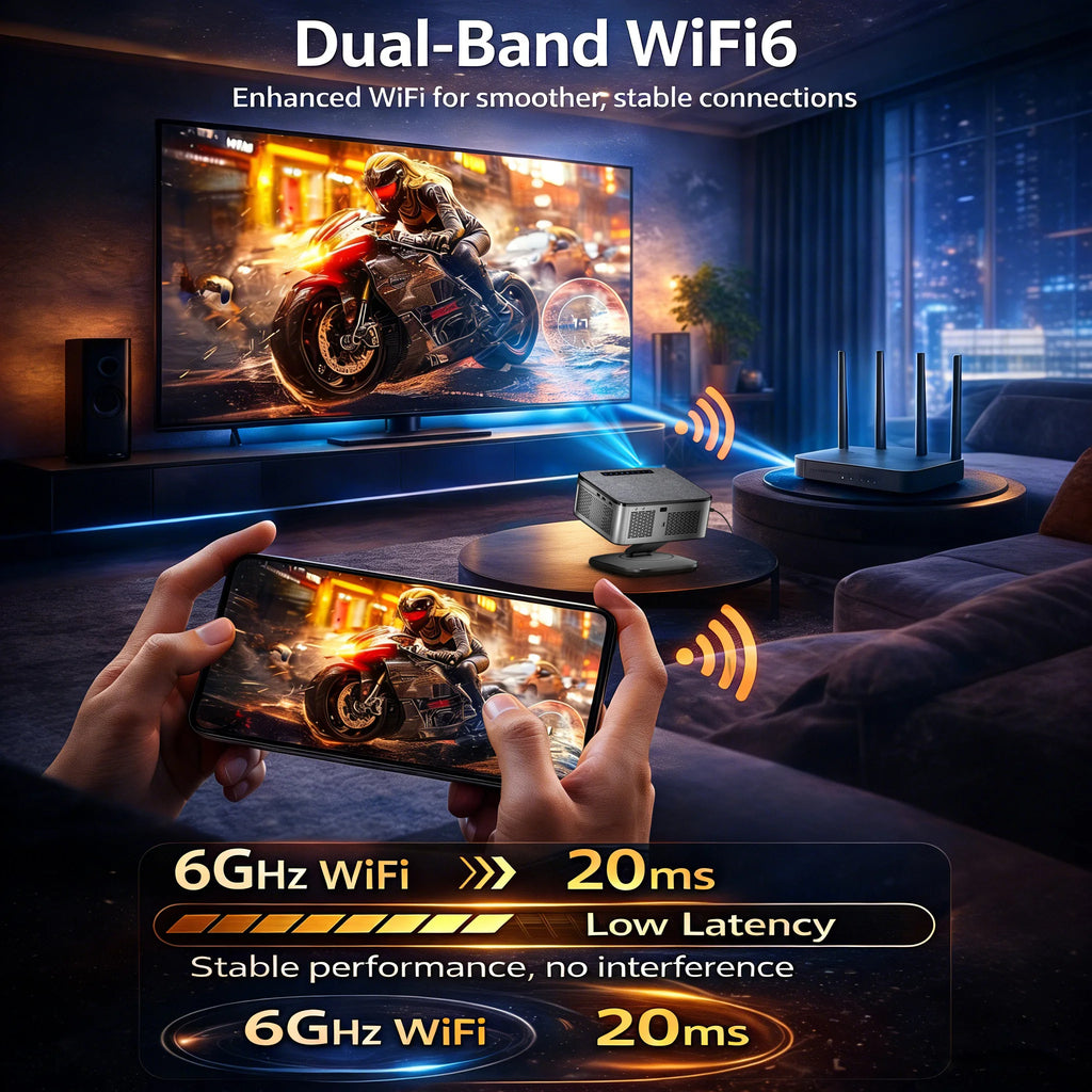 Proyector XIWBSY 4K con Google TV oficial, 42.000 lúmenes, Android 11.0, WiFi 6 y Bluetooth 5.4, para cine en casa y proyección de vídeo inteligente