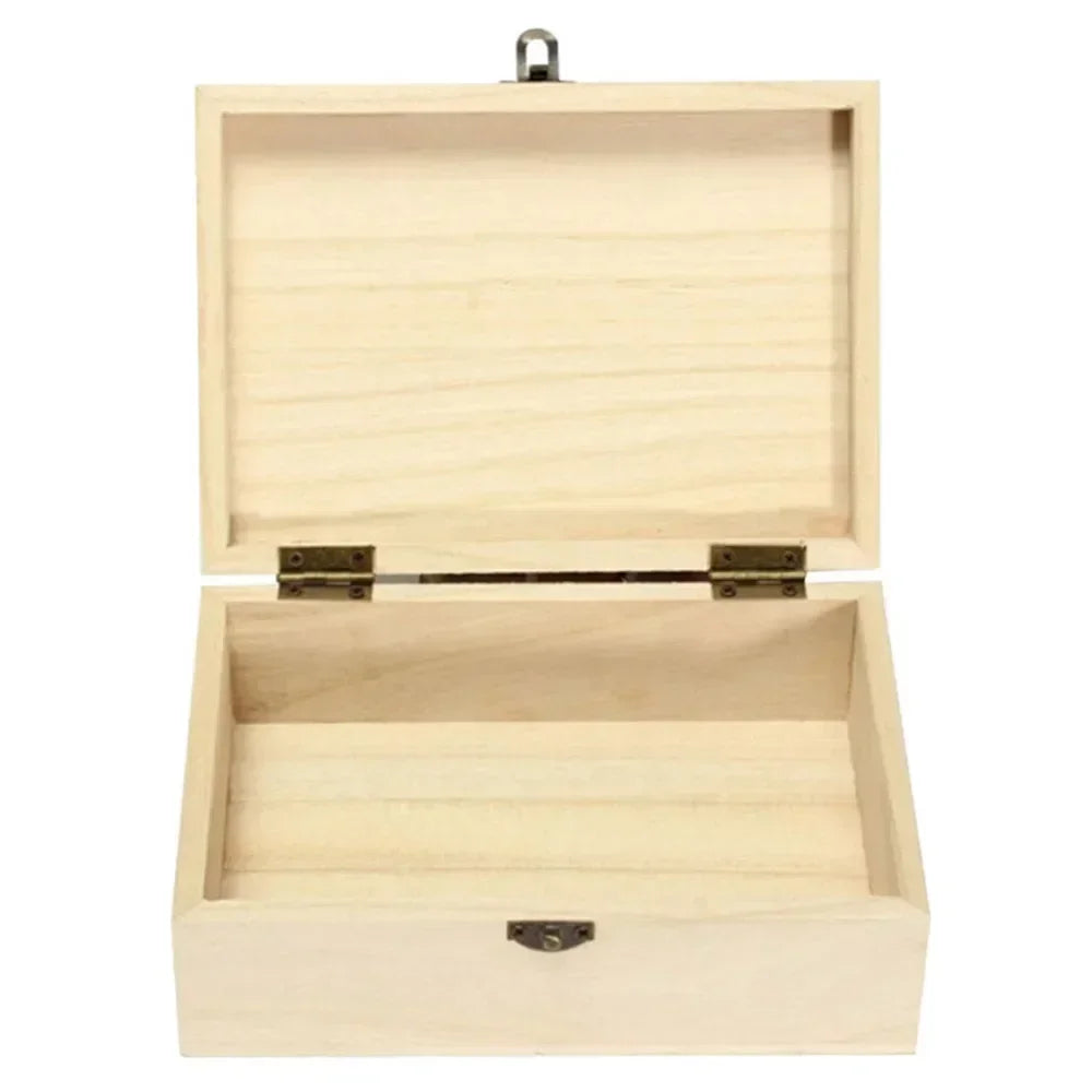 New Home Storage Box Natural Wooden With Lid Golden Lock Postcard Organizer Handmade Craft Jewelry Case Wooden Box Casket Home