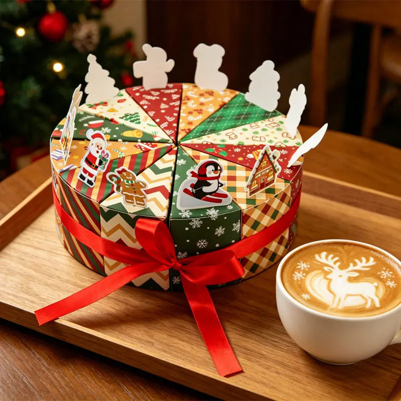 Teilbare Geschenkbox in Kuchenform zu Weihnachten, kleine Geschenkverpackungen für Süßigkeiten, teilbare Leckerli-Geschenkboxen für die Weihnachtsparty