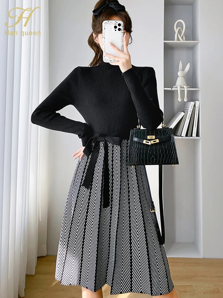 Abito in maglia donna a collo alto e maniche lunghe — immagine 5