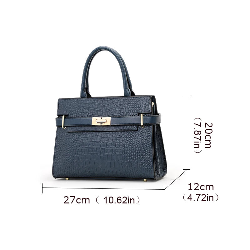 Women’s Croc-Embossed Tote Bag with Scarf Accent