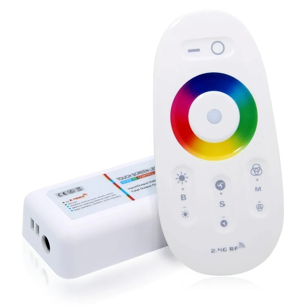 Contrôleur LED sans fil 2,4 GHz 12 V 24 V 18 A, contrôleur RGB RGBW avec panneau tactile mural et télécommande, pour ruban LED /ampoule /spot encastré RGB