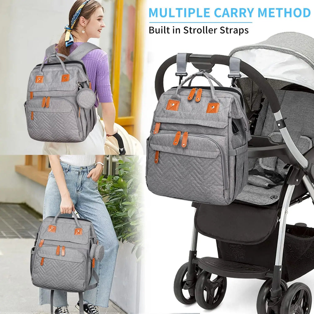 3 In 1 Diaper Bag Backpack Foldable Baby Bed Waterproof Travel Bag with USB Charge Diaper Bag Backpack with Changing Bed 3 Types