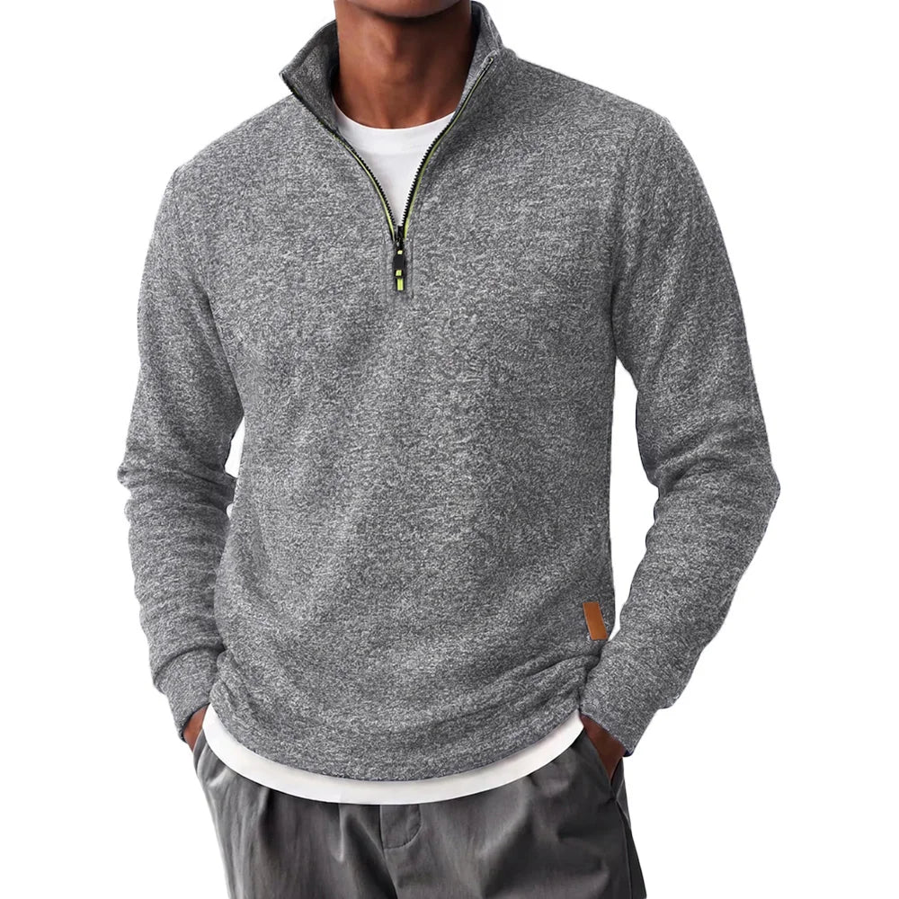 Autumn Men's Casual Sweatshirt Stand Collar Half Zipper Long Sleeve Fashion Simple Style Pullover Male Classic Dailywear
