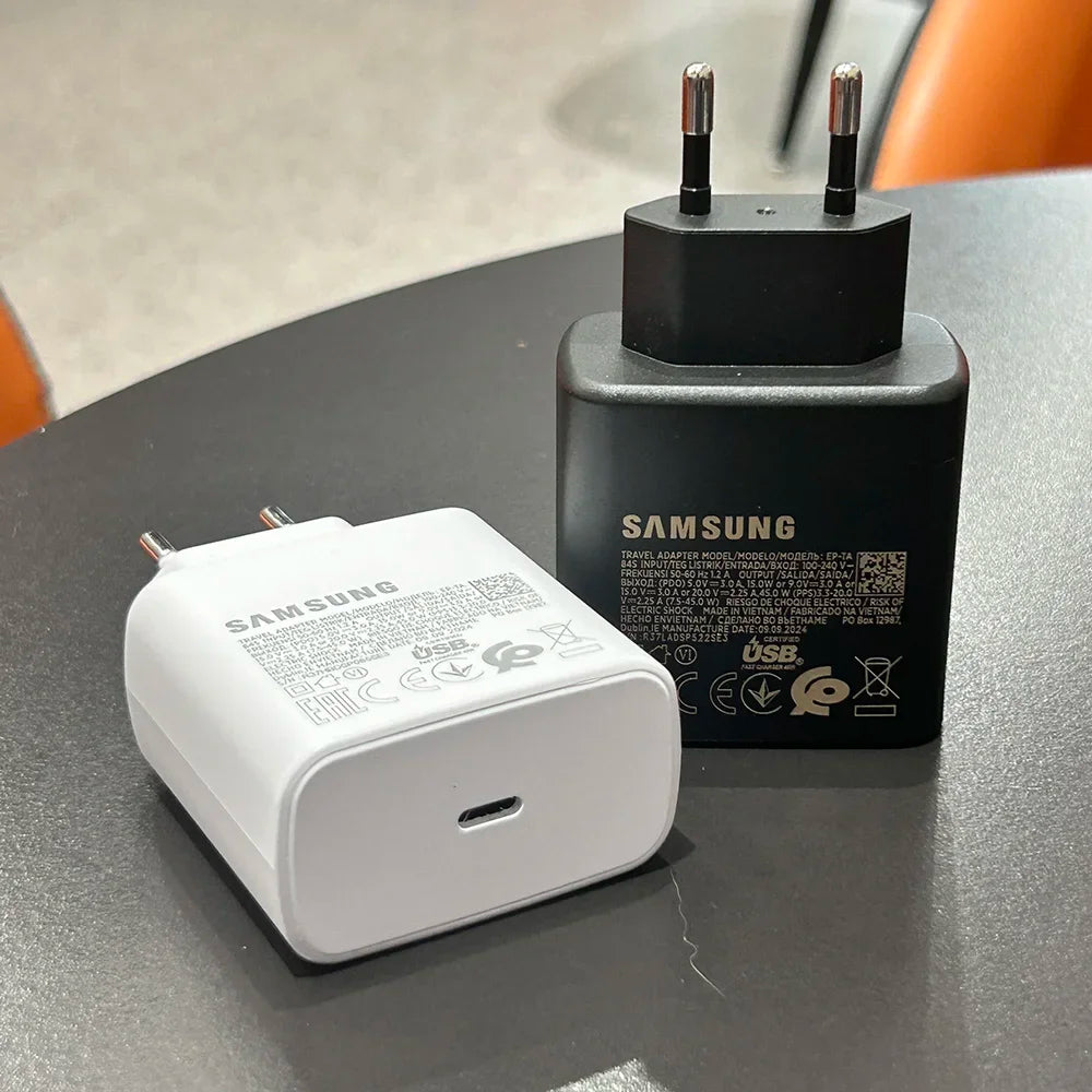 Samsung 45W PD Charger Super Fast Charging For Galaxy S25 Ultra Plus FE S24 S23 S22 A56 A55 A36 A17 EU Adapter 5A Type C Cable