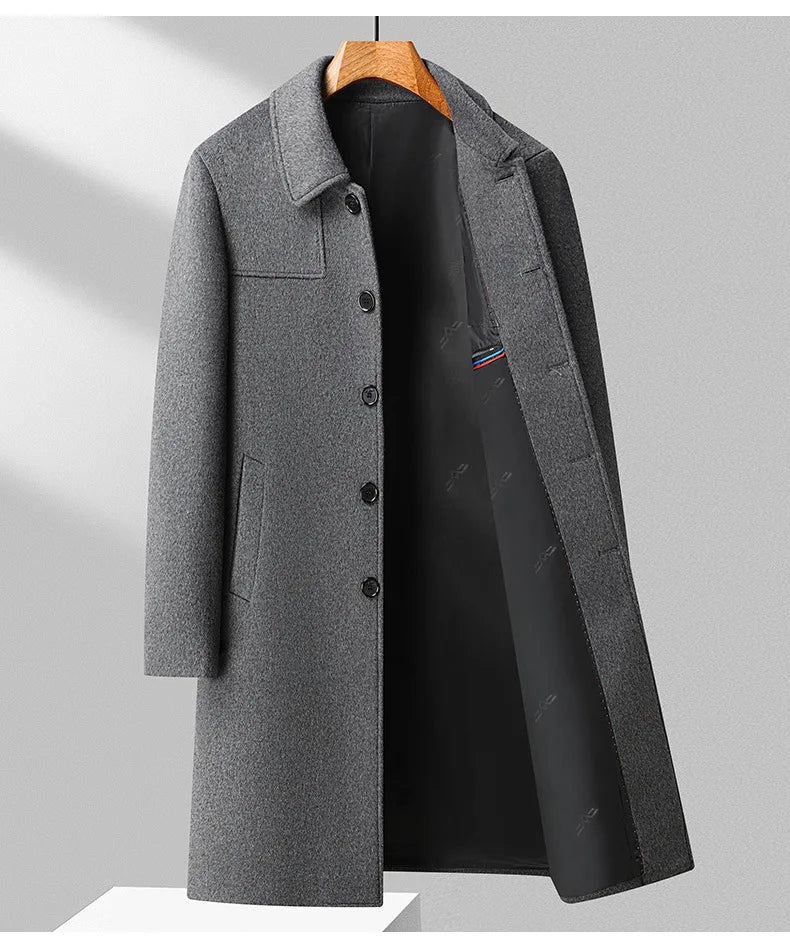 New Winter Men Formal Wear Business Wool Trench Coats British Cashmere Overcoats Quality Man Woolen Blends Long Jackets Size 4XL