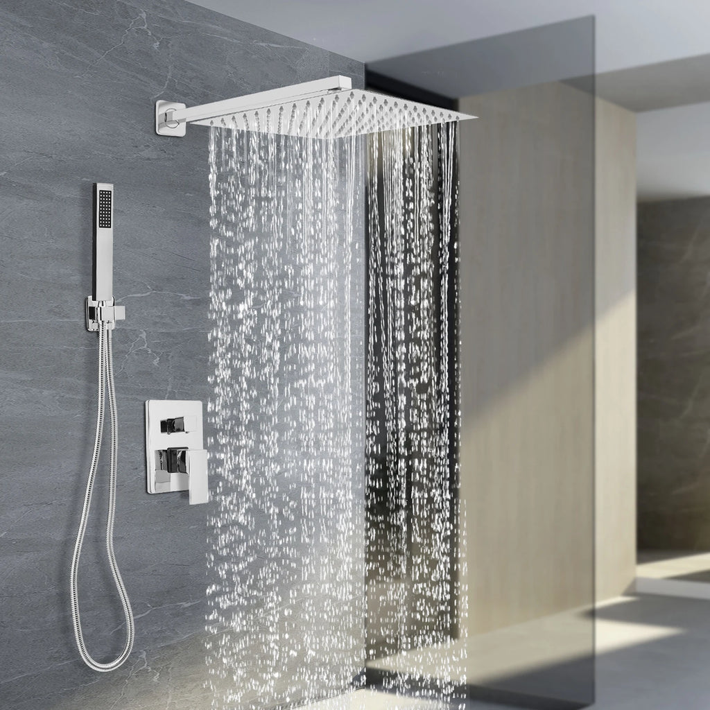 Aufputz-Duschset, Wandmontiertes Duschsystem Badezimmer-Duschset Silber/Schwarz