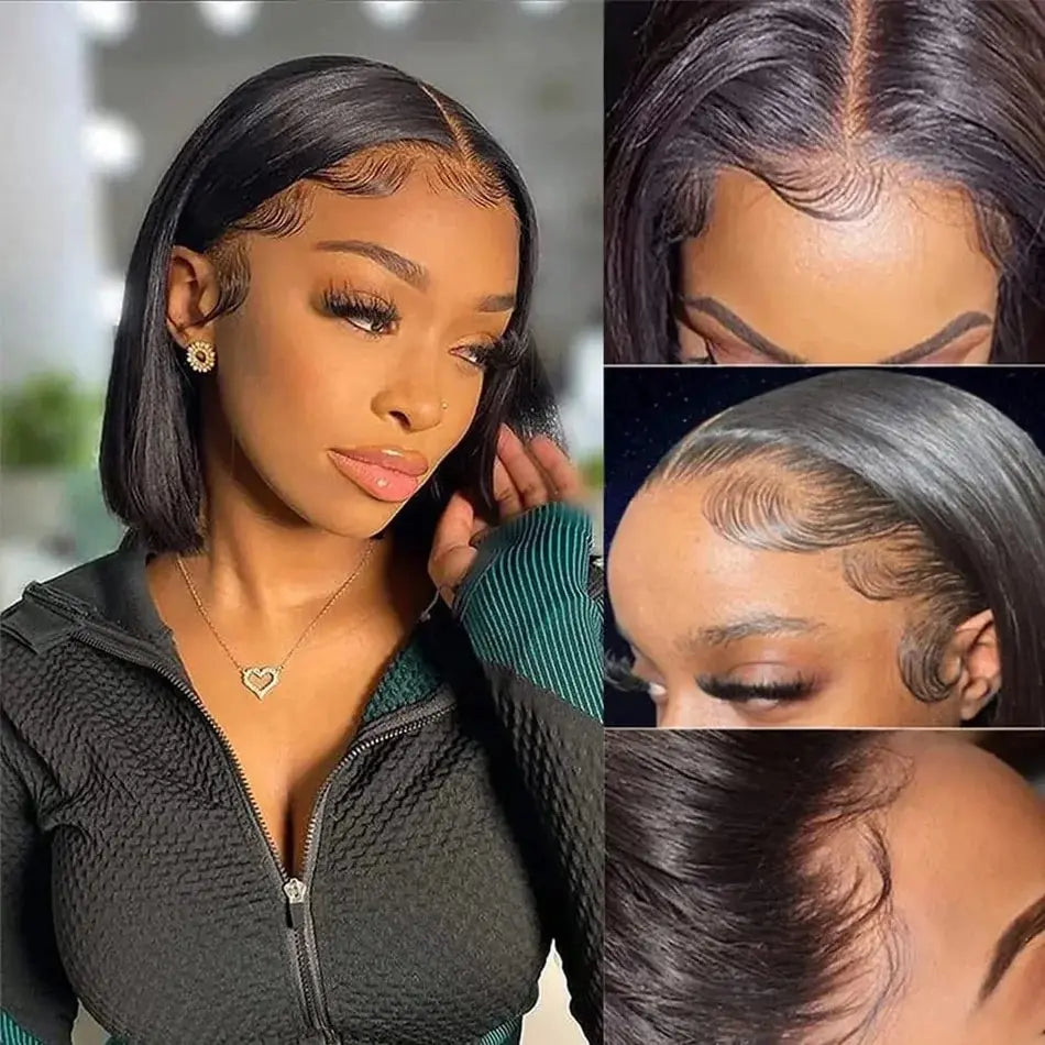 13X4 Bob Wig Bone Straight Bob Wig Lace Front Human Hair Wigs For Women Transparent Lace Frontal Wig Natural Wig 6X4 Glueless Wig Human Hair