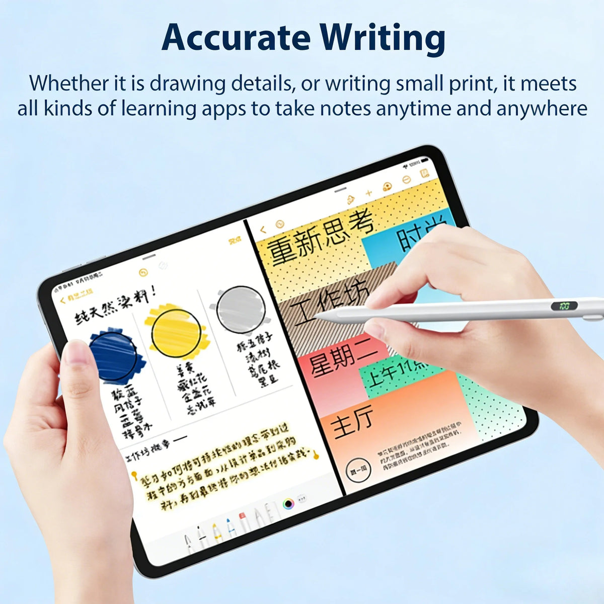 Stylus Pen for Apple Pencil LED Power Indicators Palm Rejection Touch Pencil for IPad From 2018 to 2025 Years