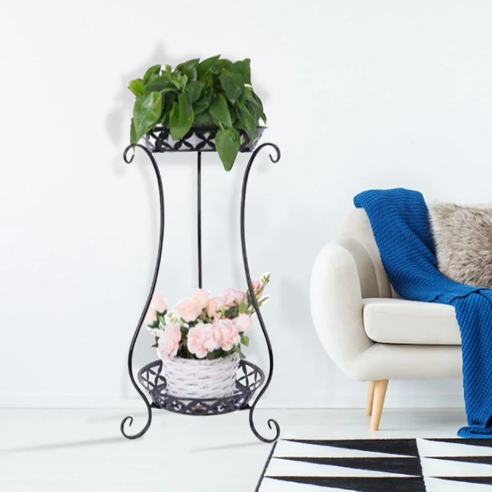 【Lifeideas】Support pour plantes vintage en métal à 2 niveaux, haut