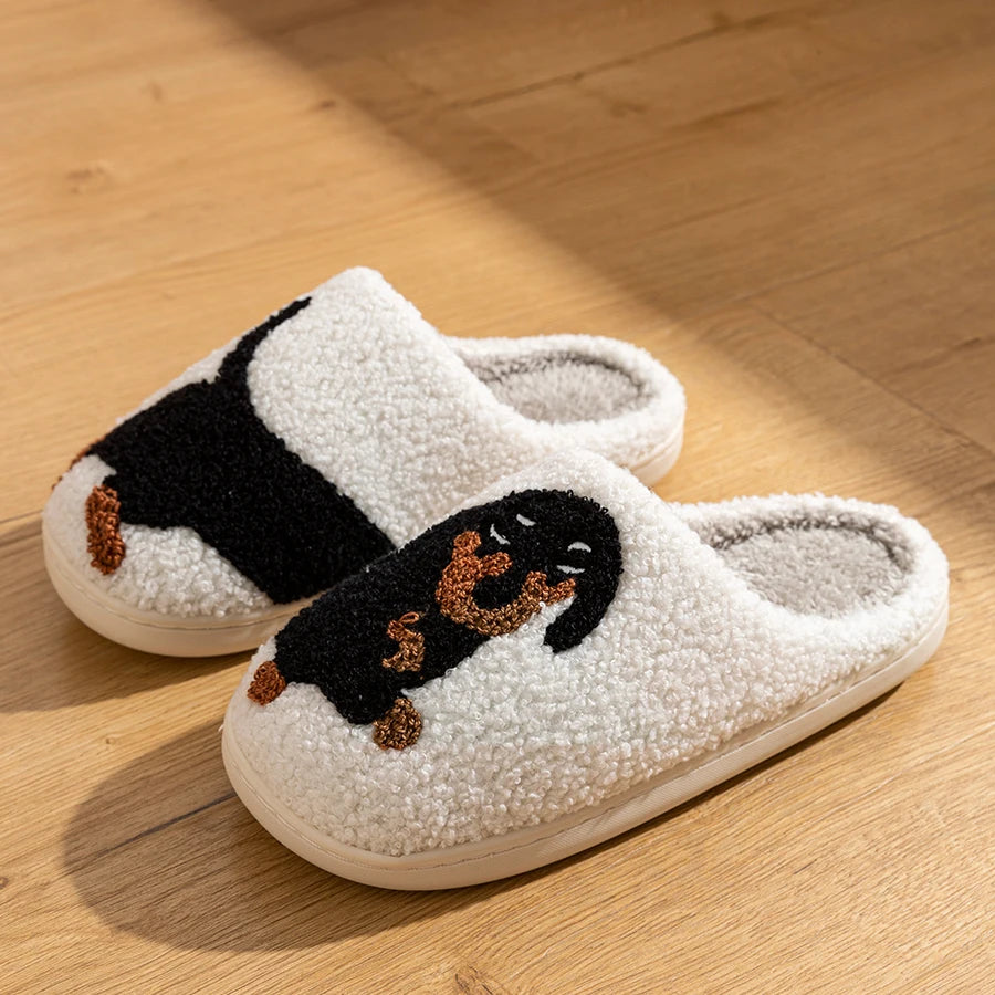 Chaussons pour femme dessin animé mignon et original chien basset chaussettes d’intérieur chaudes confortables légères pour chambre hivernales en coton pour couple