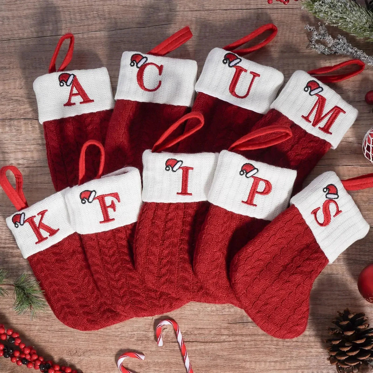 Christmas Alphabet Knitting Socks Christmas Tree Ornaments Christmas Decorations For Home 2024 Navidad Noel 2025 Xmas Gift