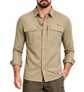 Men's Cargo Shirt Multi Pocket Slim Fit Lightweight Long Sleeve Shirts Workwear for Outdoor Casual Daily Wear Utility Top