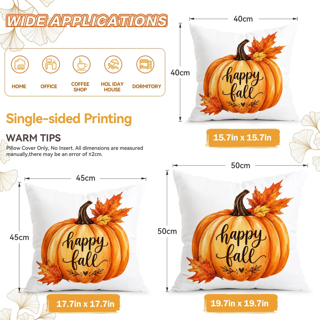 Funda de cojín de calabaza otoñal, poliéster estampado, 40/45/50 cm, cojín decorativo para sofá, funda de cojín, decoración del hogar
