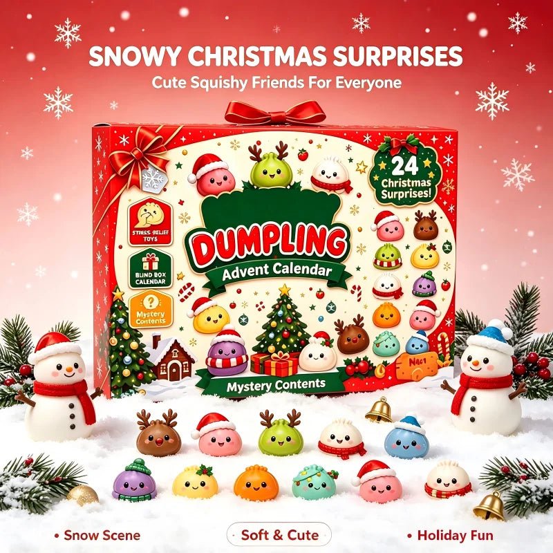Christmas Dumpling Advent Calendar 24Pcs Mini Squishy Toys Countdown Blind Box Cute Stress Relief Squeeze Toy Xmas Surprise Gift